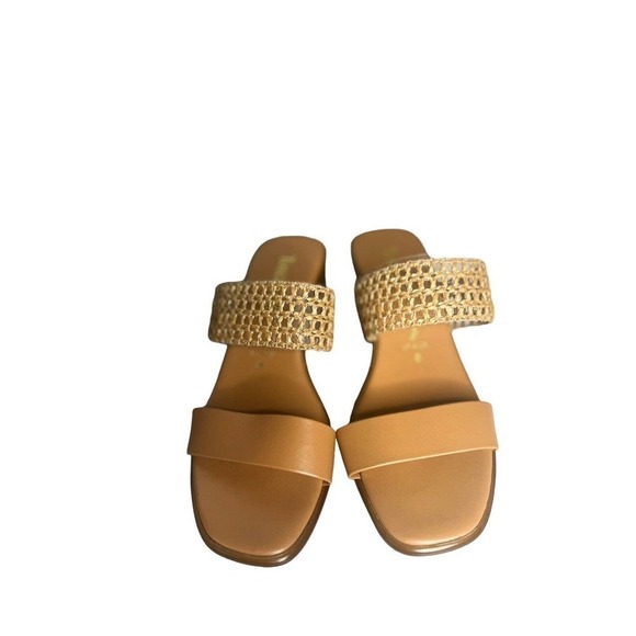 Toscanella Women’s Size 8 Gaucho Sandals Slides Raffia Chunky Heel Italy NEW - Picture 2 of 12